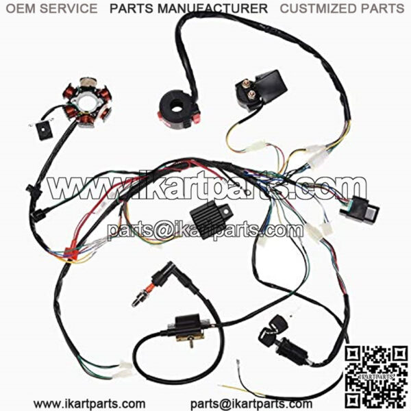 Wire Harness Kit Complete Electrics Stator Coil CDI Wiring Harness Solenoid Relay Spark Plug for ATV Quad 50cc 70cc 110cc 125cc 4 Stroke Go Kart Dirt Pit Bikes - Image 4