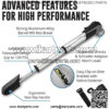 Mini Bike Pump & Glueless Puncture Repair Kit - Presta & Schrader Bicycle Pump - 120 PSI Tire Pump for Road & MTB - No Valve Changing Needed - Image 3