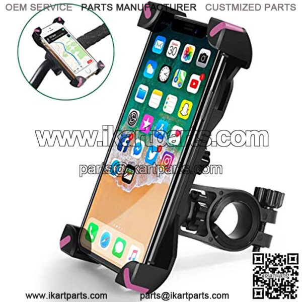 Bike Phone Mount 360  Rotation,Universal Motorcycle Handlebar Mount Bicycle Phone Holder for iPhone 11,12 Pro Max,S9,S10 and More 3.5"-6.8" Cellphone(Black Pink)