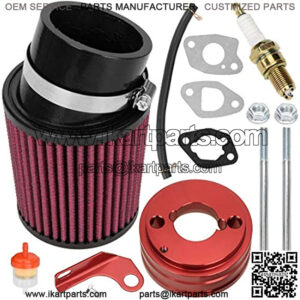 High Performance Upgraded Air Filter adapter Intake Spark Plug Kit for Predator 212cc 6.5 Hp Engine Mini Bike Go Kart Racing Red