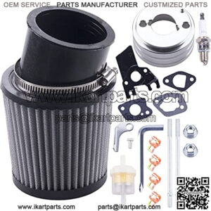 High Performance Upgraded Air Filter adapter Intake Spark Plug Kit for Predator 212cc 6.5 Hp Engine Mini Bike Go Kart Racing   Silver