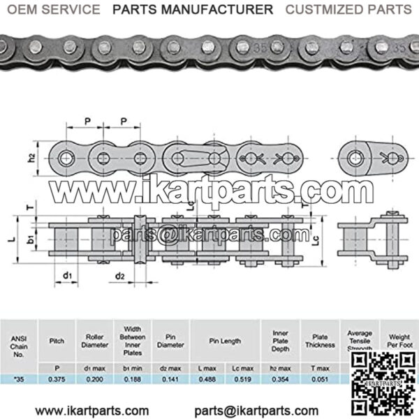 #35 Drive Chain 140 Links for 79cc 79.5cc 97cc 100cc 212cc Predator Coleman CT100U CC100X Baja Doodle Bug Dirt Bug Racer Blitz Viper DB30 Harbor Freight Motovox Go Kart Cart Mini Trail Bike - Image 5