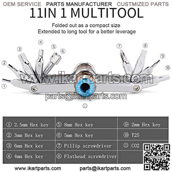 Bike Tool Mini 11/16 in 1 Multi-Tool - Chain Tool/Torx/Hex/Screwdriver Bicycle Multitool Kit - Cycling Mechanic Repair Tools with CO2 Inflator for Road and Mountain Bikes - Image 2