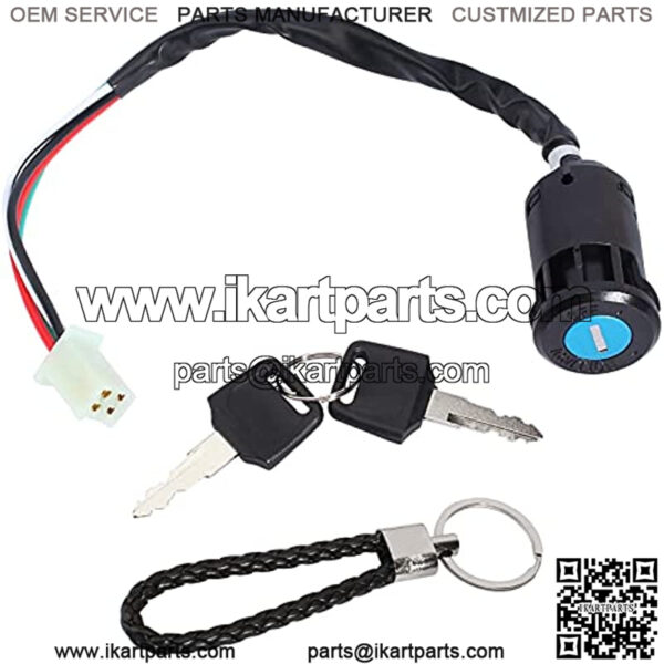 Ignition Key Switch Compatible with ATV Quad Scooter Go Kart Moped Buggy Pocket Mini Dirt Bike 50cc 70cc 90cc 110cc 125cc 150cc 250cc TaoTao Sunl Buyang Roketa Kazuma AIM-EX Chinese 4Pins 4 Pin