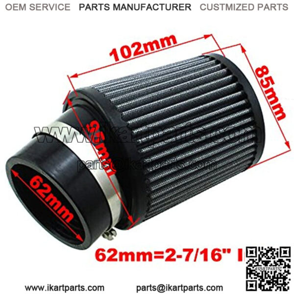 2-7/16" 62mm Inlet Air Filter Cleaner For Predator 212cc 6.5 HP GX160 GX200 Mini Bike Go Kart Cart - Image 2