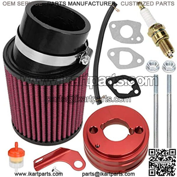 High Upgraded Air Filter adapter Intake Spark Plug Kit for Predator 212cc 6.5 Hp Engine Mini Bike Go Kart Racing Red