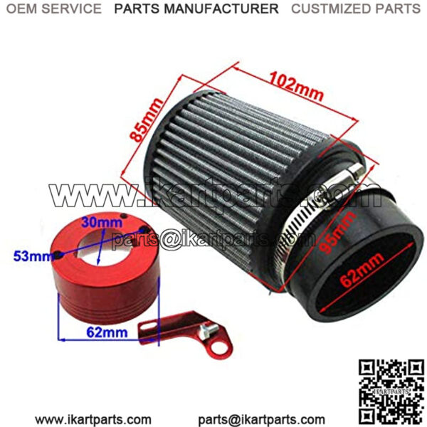 Air Filter Red Adapter For Honda 11Hp 13Hp GX340 GX390 Clone Engine Go Kart Predator 301cc 420cc Golf Carts Mud Boats Lawnmowers Minibikes Powered Paragliders GX270s 13/15hp Chinese OHVs - Image 2