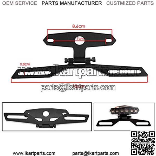 2X Adjustable Motorcycle License Plate Mount Bracket - Mini Universal Folding Tail Brake Light Taillight Holder for ATV Motorbike - Image 4