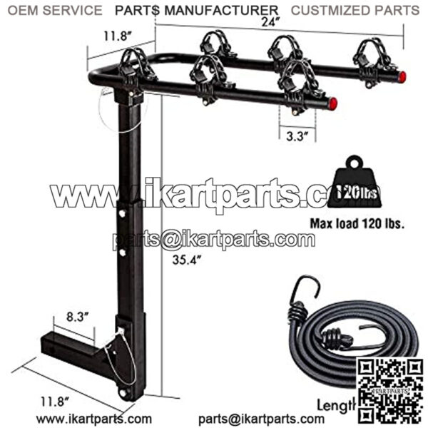 3 Bike Rack Platform Hitch Mount Rack Foldable Bicycle Rack for Cars, Trucks, SUV's and Minivans, Fits 2" Hitch Receiver - Image 2