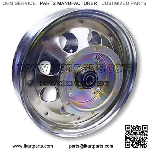 10" Steel Wheel, Chrome Plated, With 5/8" ID Precision Ball Bearing, Flanged Brake Drum