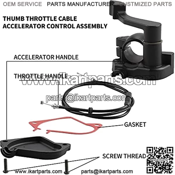 7/8'' 22mm Thumb Throttle Cable Accelerator Control Assembly Compatible with 50cc 70cc 90cc 110cc 125cc 250cc TaoTao ATV Quad Go Kart Pit Bike - Image 2