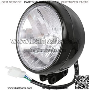 Front Headlight head Lamp Assembly for Massimo MB200 Hensim TrailMaster Baja Heat WarriorMB165 MB200 BT200X CT200U-EX 196cc 6.5HP Mini Bike Motorsports 12 Volt 35 Watt 3 Wire Black