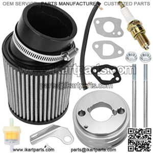 Performance Upgraded Air Filter adapter Intake Spark Plug Kit for Predator 212cc 6.5 Hp Honda Gx160 Gx200 196cc CT200U Trail CT200U-ex BT200X RB200 Engine Mini Bike Go Kart Racing White