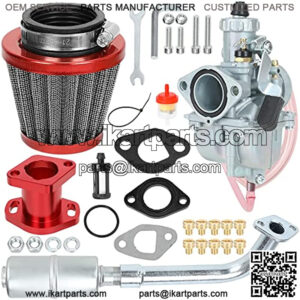 VM22 Carburetor Intake Manifold Air Filter Exhaust Pipe Muffler Jet Stage 2 Kit for Predator 212cc GX160 GX200 6.5hp Go Kart 196cc CT200U KT196 BT200X Baja MB200 Mini Bike Performance Parts