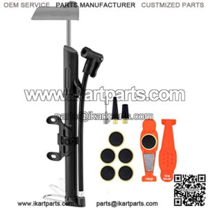 Mini Bike Pump and Tire Repair Kit, Convertible Presta and Schrader Valve, 120 PSI Bicycle Air Portable Inflator with Nozzle Kit, Frame Mount for Mountain Bike BMX