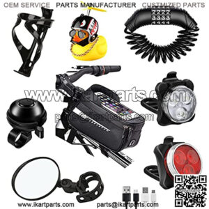 Bicycle Accessories, USB Rechargeable Bicycle lamp Set, Bicycle lamp, Bicycle Lock, Bicycle Water Cup seat, Bicycle Mobile Phone seat, Bicycle Mirror, Bicycle Bell
