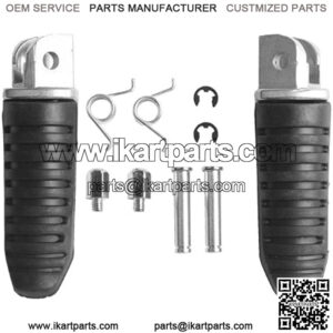 Silver Front Black Rubber Inlay Foot Pegs Motorcycle Footpeg Footrest Bracket Set Fits For Suzuki V-Strom 650 1000 DL650 DL1000
