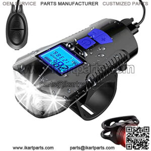 Bike Speedometer with Bike Light Set, IPX7 Waterproof Bike Odometer with Horn LED Bike Front Light & Tail Light USB Rechargeable Bicycle Computer