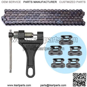 420 Motorcycle Chain - 420 Standard Roller Chain 132 Link + Chain Breaker for 110cc 125cc Dirt Pit Bike ATV Quad Go Kart Scooter Mini Bike