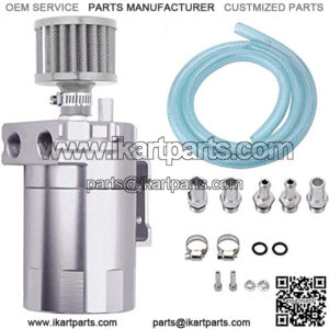 Universal Aluminum Oil Catch Can Polish Baffled Reservoir Tank Silver with Breather Filter 300ml