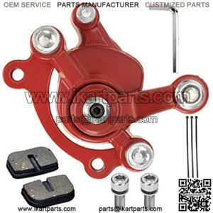 Rear Disc Brake Caliper and Pads for 97cc 2.8HP Baja Doodle Bug DB30 Hensim (Blitz, Dirt Bug, Racer) MVS10 Electric Razor MX500 Mini Bike 43 47 49cc Mini ATV Goped Scooter Dirt Pocket Bike Red