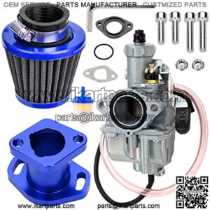 VM22 26mm Carburetor Carb Upgraded Performance Intake Mainfold Adapt 38mm Air Filter Kit for Predator 212cc 6.5hp GX200 196CC BK200 CT200U Baja MB165 MB200 Heat Mini Bike Go Kart Blue