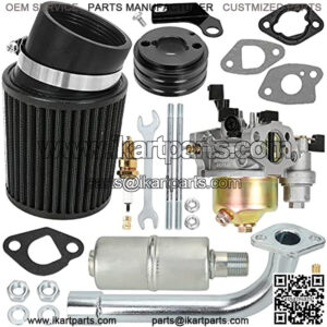 Upgrade Carburetor Air Filter Adapter Exhaust Pipe Muffler Jet Stage 2 Kit for Non-Hemi Predator 212cc 196cc 6.5Hp Gx160 Gx200 Trailmaster MB200 Go Kart Engine KT196 Mini Bike Parts Motor Black