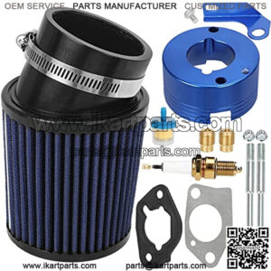 Upgrade Predator 420cc Air Filter Adapter Jet Kit for 301cc 13hp 15hp GX340 GX390 389cc Engine Stage 1 Go Kart Racing Mini Bike Parts Golf Cart Lawnmower Water Pump Generator OHV Blue