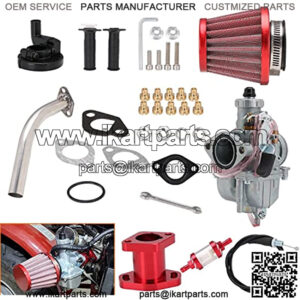 VM22 26mm Carburetor Carb Performance Intake Manifold 38mm Air Filter Exhaust Pipe Throttle Kit for Freight Predator 212cc GX200 6.5hp Engine 196cc CT200U KT196 MB200 Moto Mini Bike Go Kart