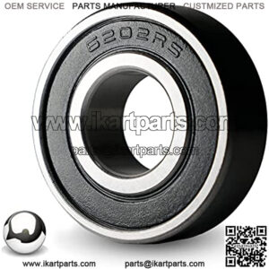 4 Racing Wheel Bearing for Coleman BT200X CT200U Trail CT200UEX, Baja MB165 MB200 Mini Bike, Front and Rear Wheels Bearings Replacement Parts, 6202RS (Pack of 4)