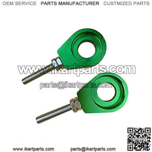 Motorcycle Caluminum 2pcs 15mm Rear Wheel Axle Hole Chain Adjuster Tensioner For 110cc 125cc CRF80 2005 CRF125F 2018 XR100 TTR 110 Dirt Pit Bike Motorbike Motocross green