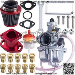 VM22 26mm Carburetor Carb Kit for Mikuni Performance Intake Pipe Mainfold 38mm Air Filter Fit For Predator 212cc GX160 Honda GX200 CT200U 196cc KT196 Clones Go Kart Mini Bike Race Kart (Red)