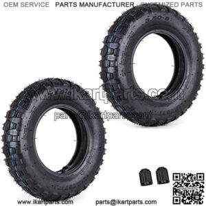 Set of 2 3.50-8 Tire + Inner Tube with TR87 Bent Angled Valve Stem Replacement for Mini Bike Trail