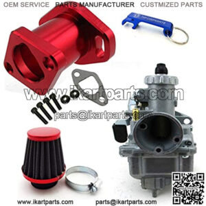 Mikuni VM22-3847 Carburetor Carb Manifold 38mm Air Filter For Predator 212cc GX200 196cc Go Kart Mini Bike (Red)