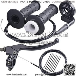 Throttle Handle+Right Brake Lever, Handle, Brake Cable, Throttle Cable Compatible with Mb165 Mb200 196cc 200cc 5.5hp 6.5hp Doodlebug Bike, XR80 XR100 CRF70 CRF80 CRF100 Pit Dirt Motor Bike Mini Bike