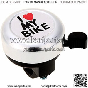 7-Almond Bicycle Bell -I Love My Bike I Like My Bike Bike Horn - Loud Aluminum Bike Ring Mini Bike Accessories for Adults Men Women Kids Girls Boys Bikes (Silver)