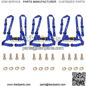Pack of 3 - Blue - 4 Point Racing Harness - Universal Safety Seatbelt with Quick Release Iron Buckles for Cars, UTV, ATV, GoKarts - Adjustable, Easy Installation - Automotive Race Accessories - 2-inch