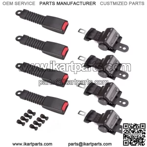 Golf Cart Lap Seat Belt Kit - Set of 4 For EZ-GO & Yamaha