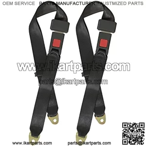 Universal Lap Seat Belt 2 Point Adjustable Safety Seat Belt for Go Kart, Club Golf Cart, 2 Pack in Black,48 Inch