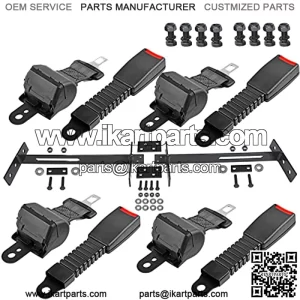 Golf Cart Seat Belt Bracket Kit with 4 Passenger Retractable Seat Belts Safety Belt for EZGO Club Car Yamaha Models - Upgrade Heavy Duty & More Sturdy