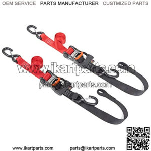 1.5in x 6.5ft Ergonomic LocRatchet Soft-Tye Straps with Heavy-Duty Latch Hooks - - 1,000 lb. WorLoad Limit / 3,000 lb. BreaStrength - Red/Black (Pair)