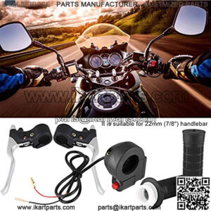 Handle Grips, Kill on/Off Switch Throttle Brake Levers Kit for Pocket Bike Mini Motorcycle ABS and Aluminum Alloy Material