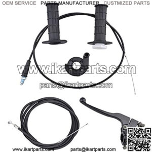 Minireen Left Brake Clutch Lever Bike Brake Cable 7/8" Throttle Grips w/Cable For Mini Bike 196cc 5.5hp 6.5hp