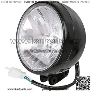 Front Headlight head Lamp Assembly for Massimo MB200 Hensim TrailMaster Baja Heat WarriorMB165 MB200 Coleman BT200X CT200U-EX 196cc 6.5HP Mini Bike Motorsports 12 Volt 35 Watt 3 Wire Black