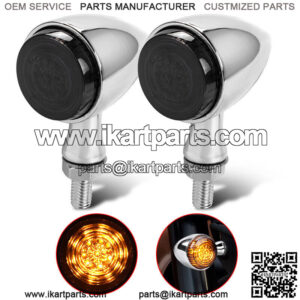 2x Chrome LED Motorcycle Bullet Turn Signal Blinker Light For Bobber Cafe Racer