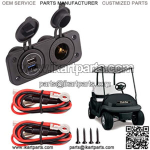 12V Dual USB Quick Charger Socket, Cigarette Lighter Power Outlet Panel for EZGO Club Car Yamaha Golf Cart, Boat, RV, Truck