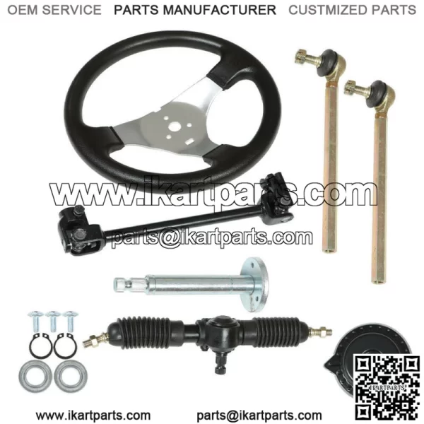Steering Wheel Steel Kit Gear Rack Pinion Adjustable Shaft Set 110cc Go ...