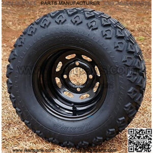10" Black Steel Golf Cart Wheels and 20x10-10 DOT All Terrain Golf Cart Tires - Set of 4
