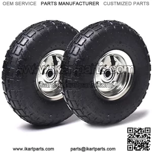 (2 Pack) 10" Heavy-Duty Replacement Tire and Wheel - 4.10/3.50-4" with 10" Inner Tube, 5/8" Axle Bore Hole, 1 3/4" Offset Hub and Double Sealed Bearings for Hand Trucks and Gorilla Cart