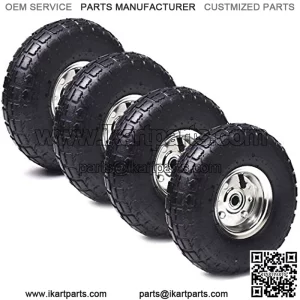 (4 Pack) AR-PRO 10" Heavy-Duty Replacement Tire and Wheel - 4.10/3.50-4" with 10" Inner Tube, 5/8" Axle Bore Hole, 1 3/4" Offset Hub and Double Sealed Bearings for Hand Trucks and Gorilla Cart